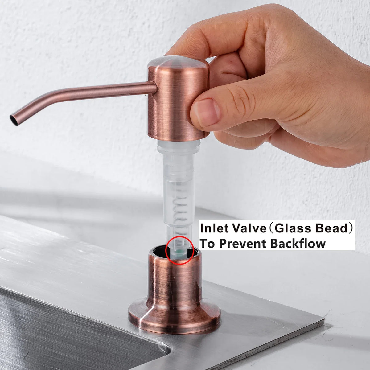 built-in stainless steel soap dispenser for kitchen - vue 9 sur 14