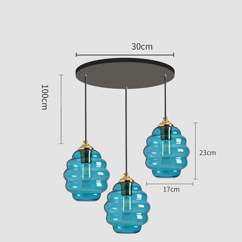 Modern stained glass pendant light for interior decoration - vue 23 sur 24
