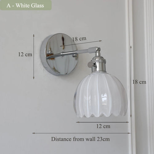 Contemporary chrome glass and iron wall light with adjustable arm - vue 9 sur 9