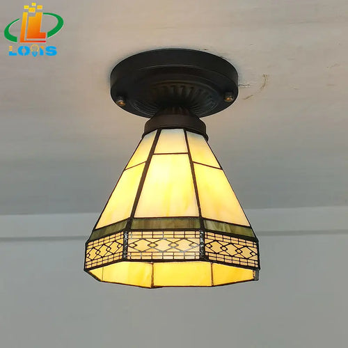 Retro Tiffany glass ceiling light for elegant interiors - vue 10 sur 10