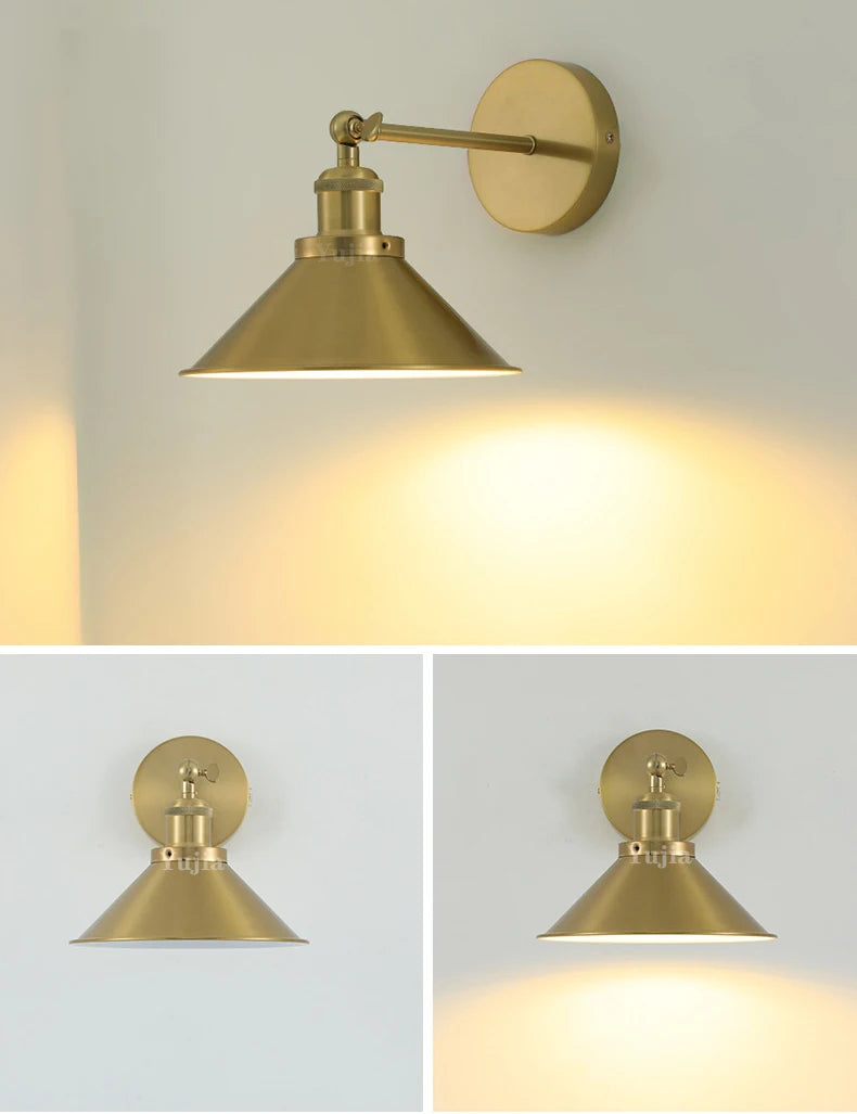 Adjustable retro iron and brass LED wall light - vue 4 sur 8