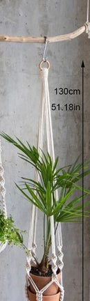 handmade macrame hanging plant holder made of natural cotton