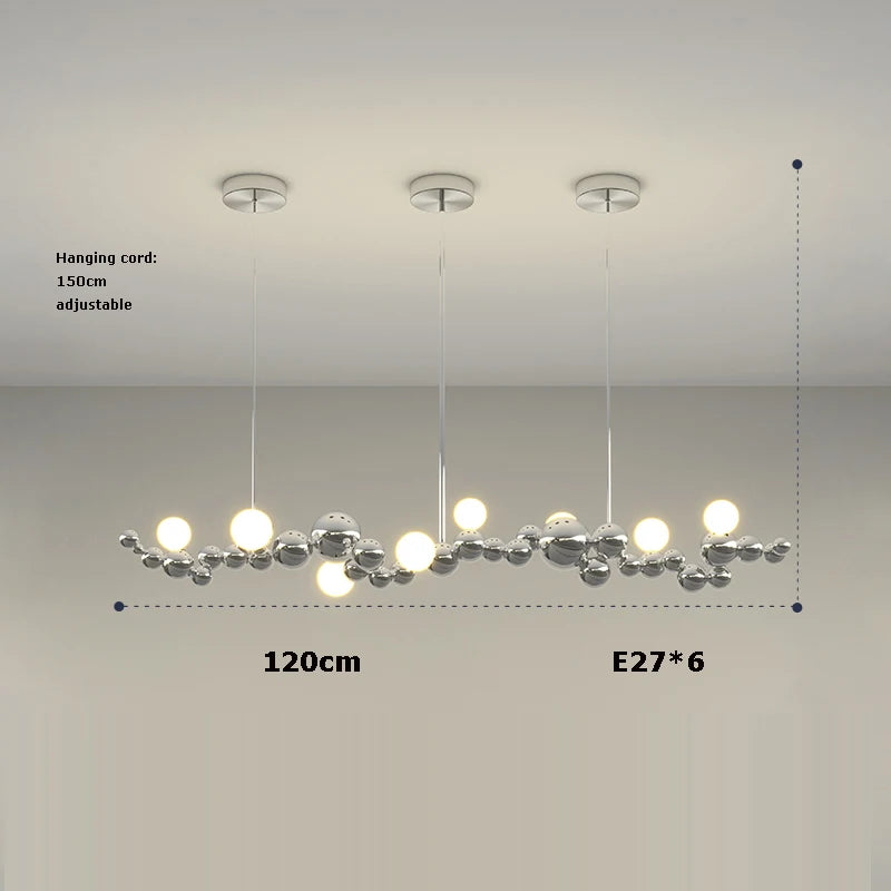 Art deco gold chrome LED pendant light for elegant interiors - vue 7 sur 16