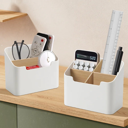 natural bamboo remote control storage organizer