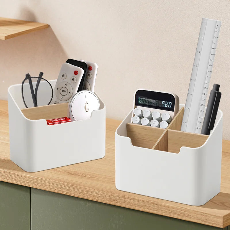 natural bamboo remote control storage organizer