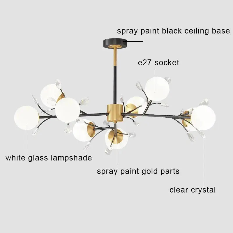Nordic crystal LED chandelier for modern interior decor