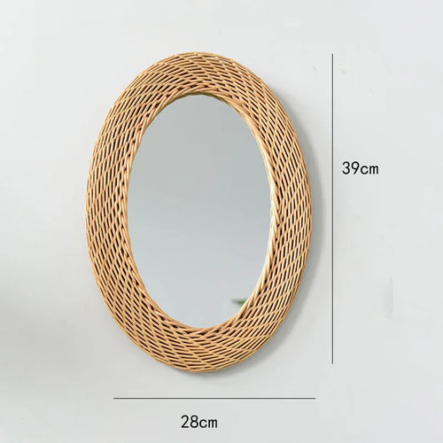 Handmade retro decorative rattan mirror for wall decoration - vue 7 sur 6