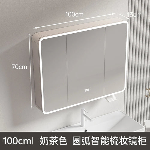circular aluminum wardrobe with mirror, smart lighting and storage - vue 31 sur 32