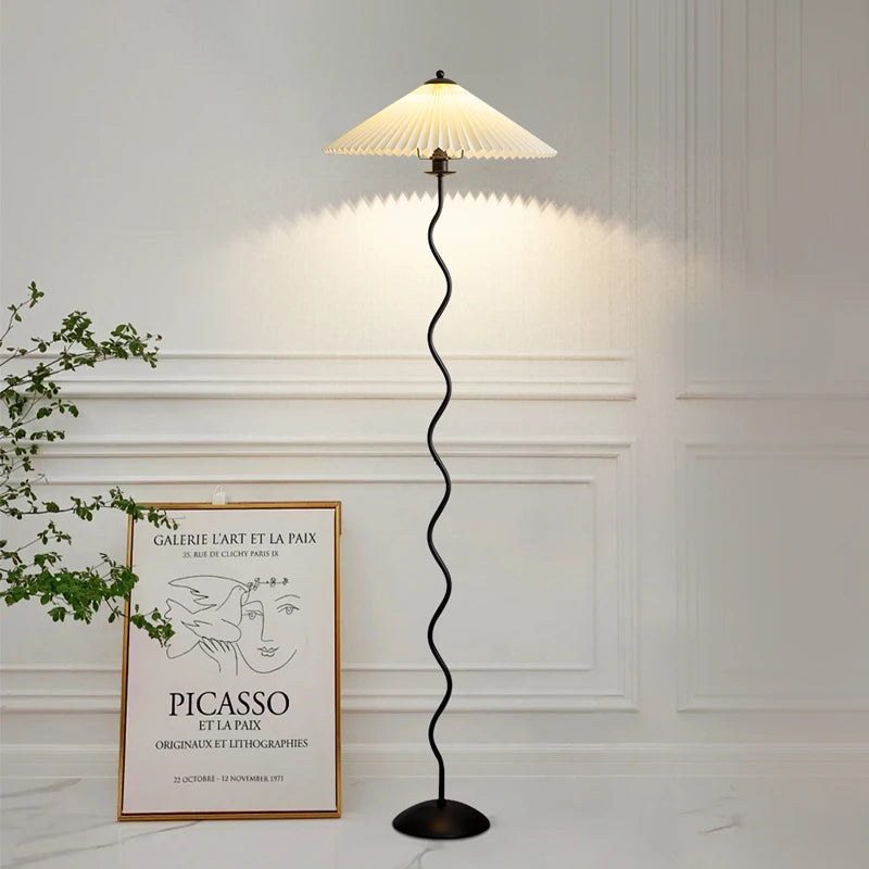 Nordic pleated fabric LED lampshade