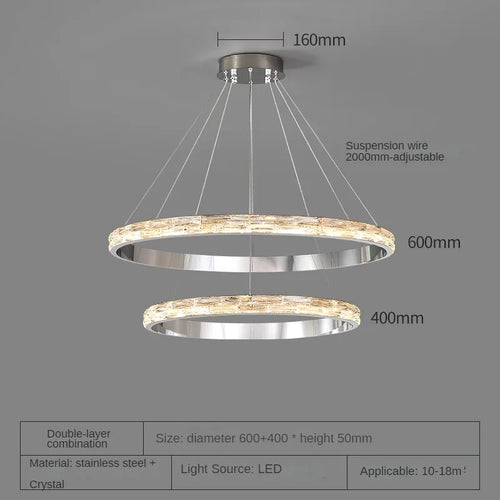 Luxurious modern stainless steel crystal pendant light - vue 11 sur 12