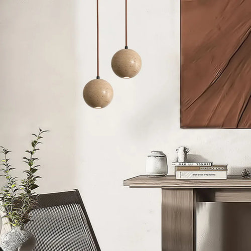 suspension en bois et pierre naturelle pour intérieur décoratif - vue 3 sur 11