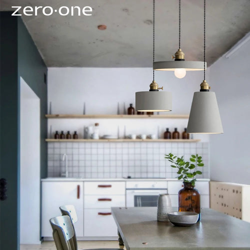 Nordic cement LED pendant lights - vue 5 sur 10