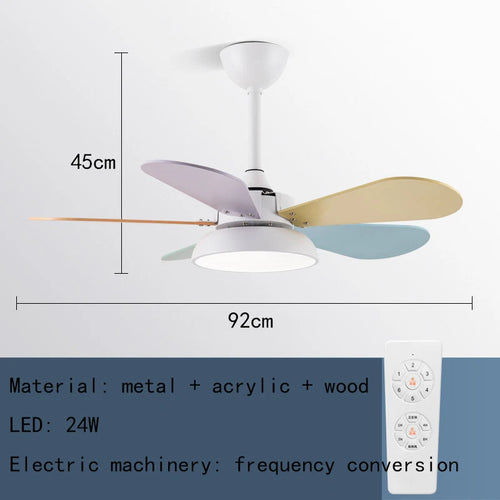 Modern LED ceiling fan with remote control and elegant wood design - vue 9 sur 8