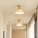Modern LED ceiling light with wood and pleated fabric