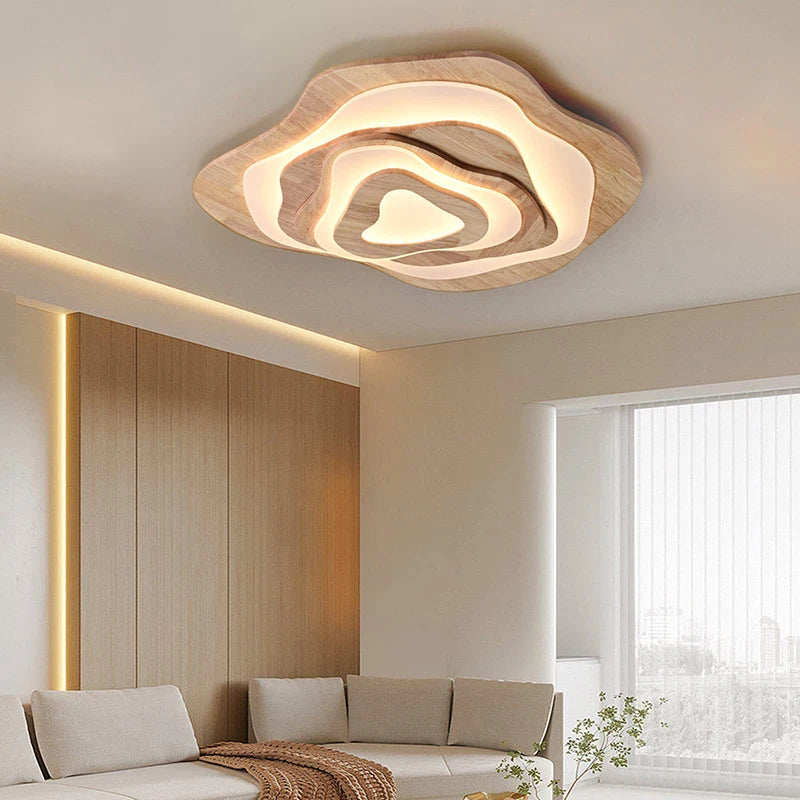 Modern wooden LED chandelier for chalet or loft