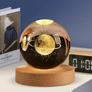 3D crystal night light solar system wooden decorative gift