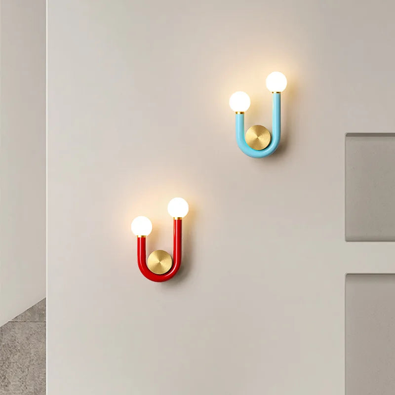 Artistic metal wall light with u-shaped tube for indoor lighting