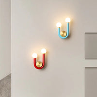 Metal wall light in u shape for nordic artistic decor