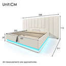 Upholstery bed 180 × 200, double bed storage bed with App Control LED and USB-C charging function, bed rack with slatted frame, PU, White, O