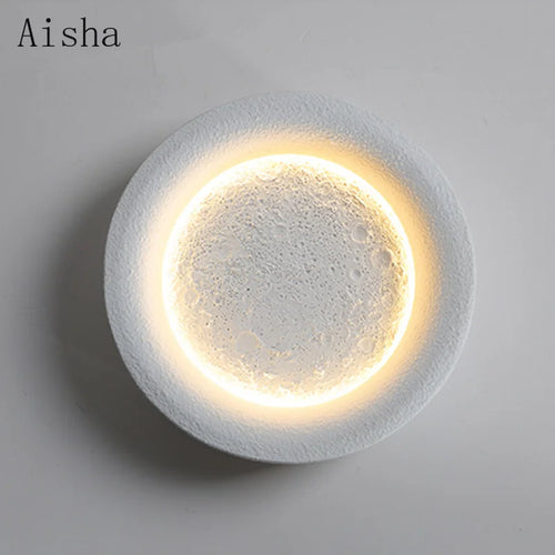 Creative luxury decorative moon resin wall light