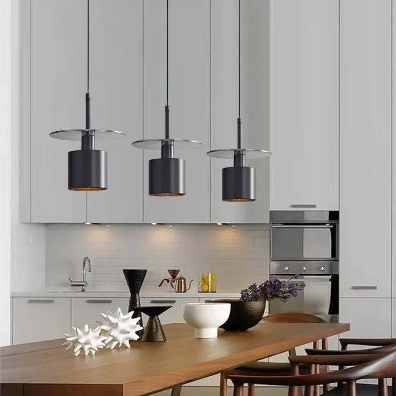 Black brass pendant light with adjustable cord for indoor use