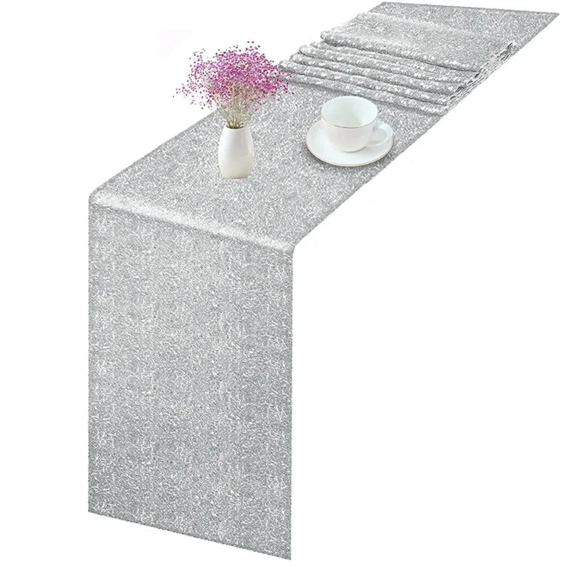 Glitter sequin table runner gold silver pink