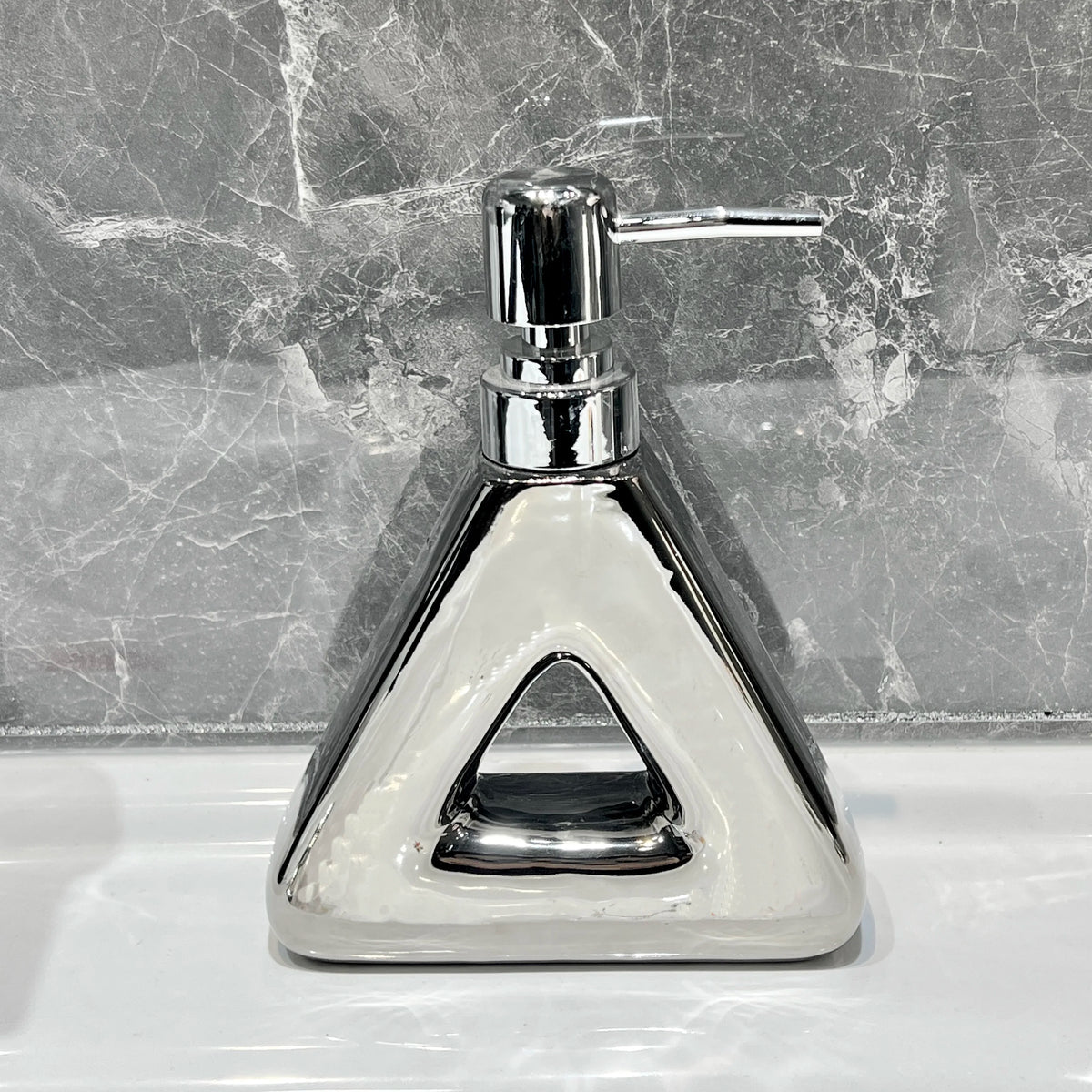 distributeur de savon céramique abstrait design pratique pour salle de bain - vue 9 sur 10