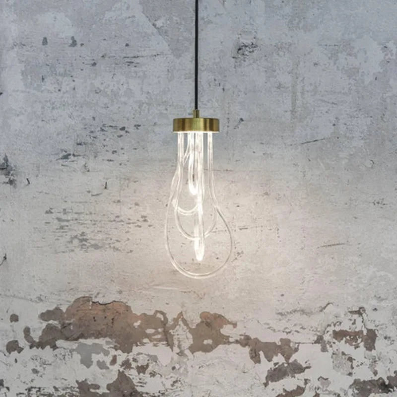 Transparent acrylic LED pendant light with adjustable wire - vue 3 sur 8