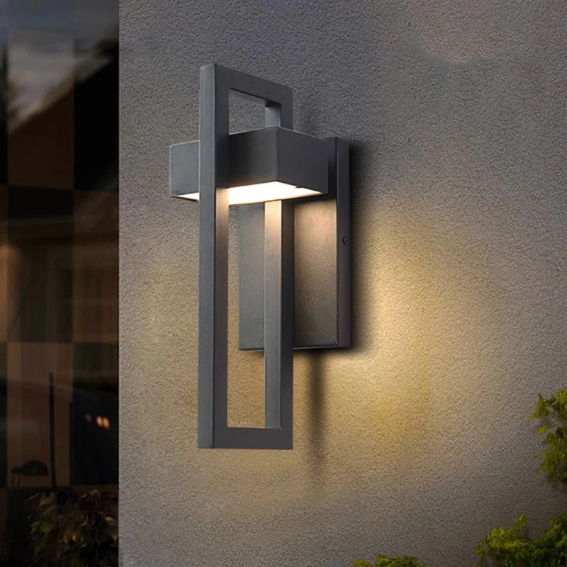 Geometric metal outdoor wall light IP65 waterproof