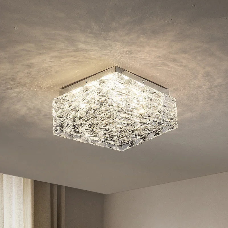 Modern crystal square LED ceiling light for interior decoration