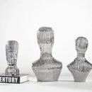 abstract glass sculpture with decorative stripes for interior decoration