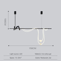 Modern long minimalist led pendant light for interiors