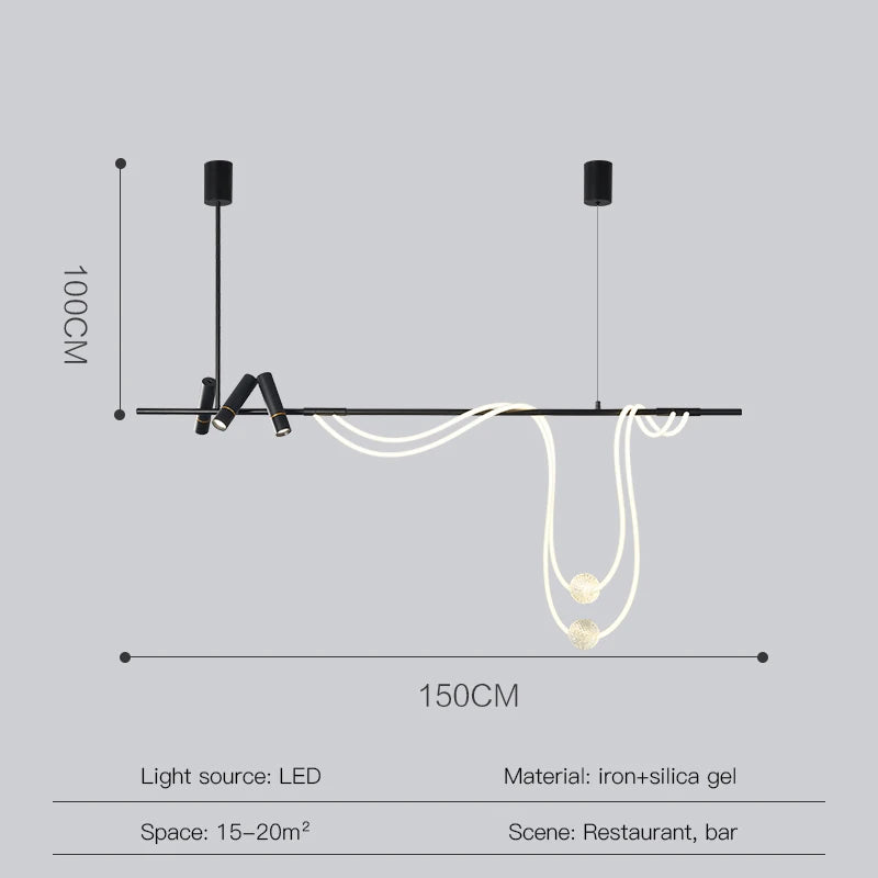 Modern long minimalist led pendant light for interiors
