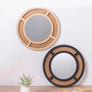 Bohemian round rattan mirror for interior decoration