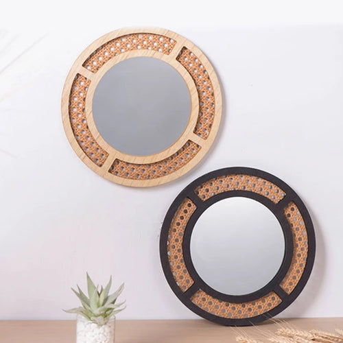 Bohemian round rattan mirror for interior decoration - vue 2 sur 8