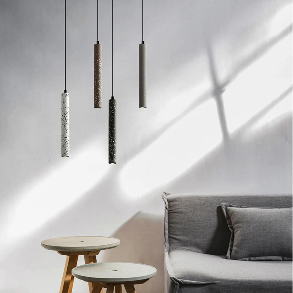 Modern concrete tube pendant light for decorative interiors - vue 2 sur 14