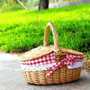 handwoven wicker basket for picnic and outdoor storage