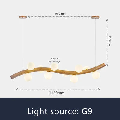 Solid wood and glass pendant light - vue 10 sur 11