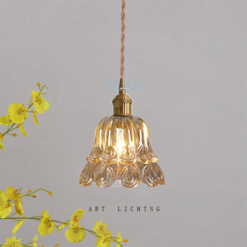 Glass pendant bedside wall light