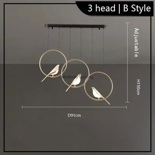 Led chandelier bird art loft original design decoration - vue 17 sur 18