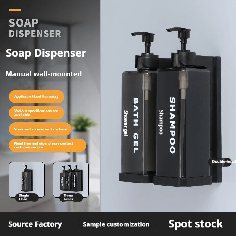 shampoo and shower gel dispenser with wall mount