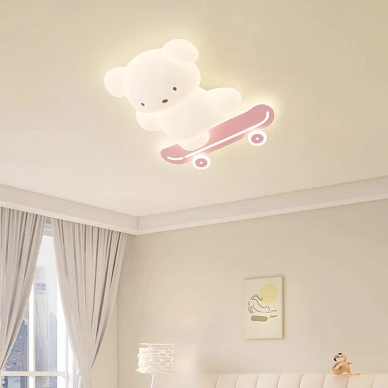 Skateboard bear LED ceiling light for modern children's room