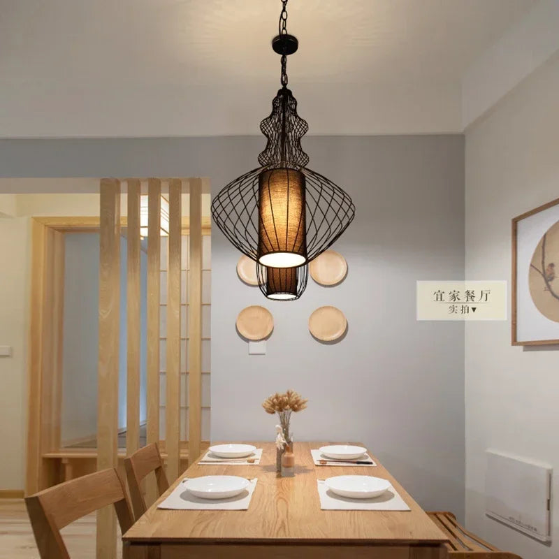 Decorative iron pendant light artistic bird cage design - vue 6 sur 9