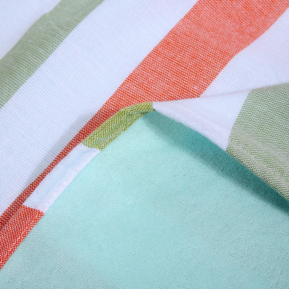 Lightweight striped Turkish cotton beach towel with tassels - vue 6 sur 7