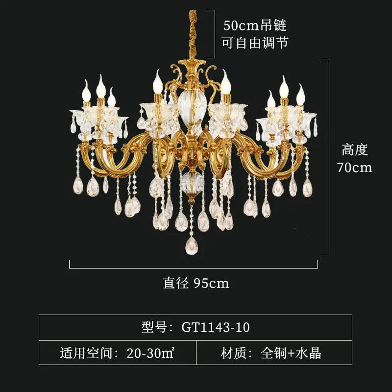 Modern LED crystal and copper chandelier - vue 8 sur 9