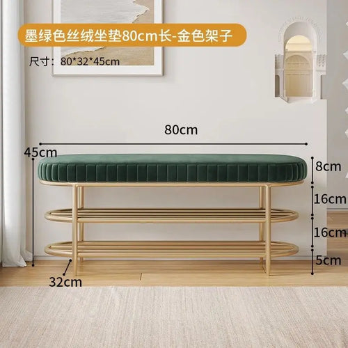 soft flannel leather ottoman shoe stool pouf and cushion - vue 12 sur 18