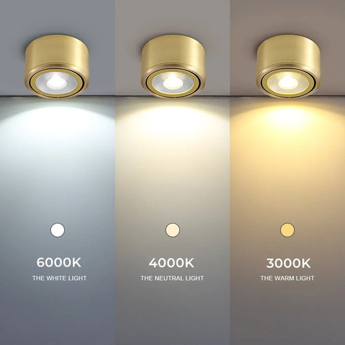 Adjustable copper LED downlight with COB spotlights for home decor - vue 5 sur 8