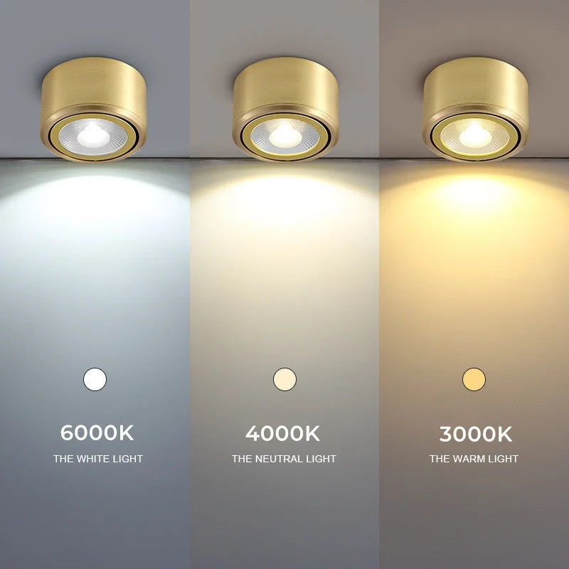 Adjustable copper LED downlight with COB spotlights for home decor - vue 4 sur 8