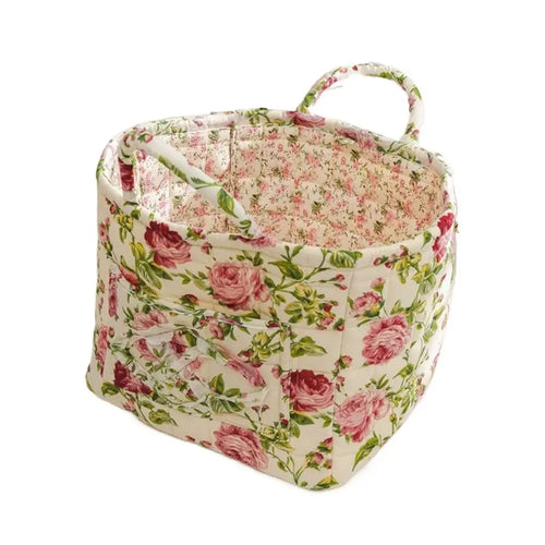 Pastoral style washable fabric storage basket stackable multi-use - vue 11 sur 16