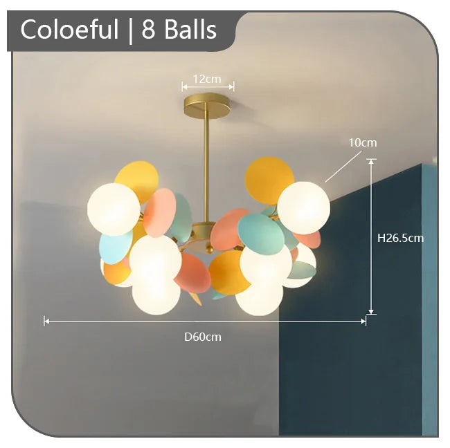 Children's chandelier with multicoloured flowers decorative pendant light - vue 16 sur 18